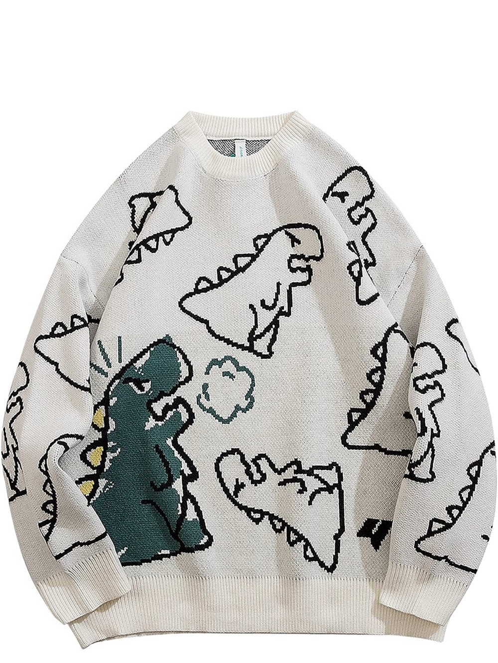 Cute Cream Dinosaur Graphic Crewneck Sweater